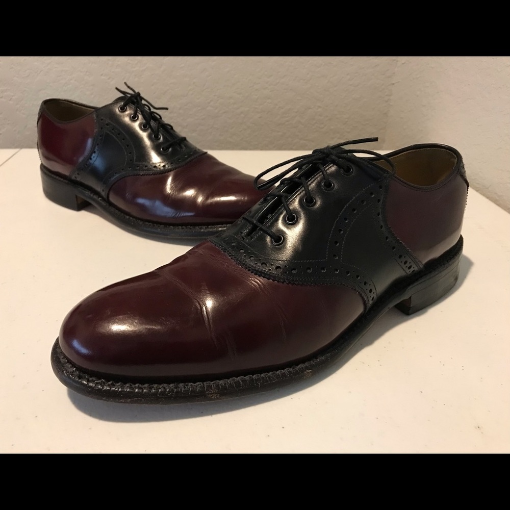 JOHNSTON & MURPHY Aristocraft Men’s US 10 D/B Burgundy Black Plain Toe Oxfords